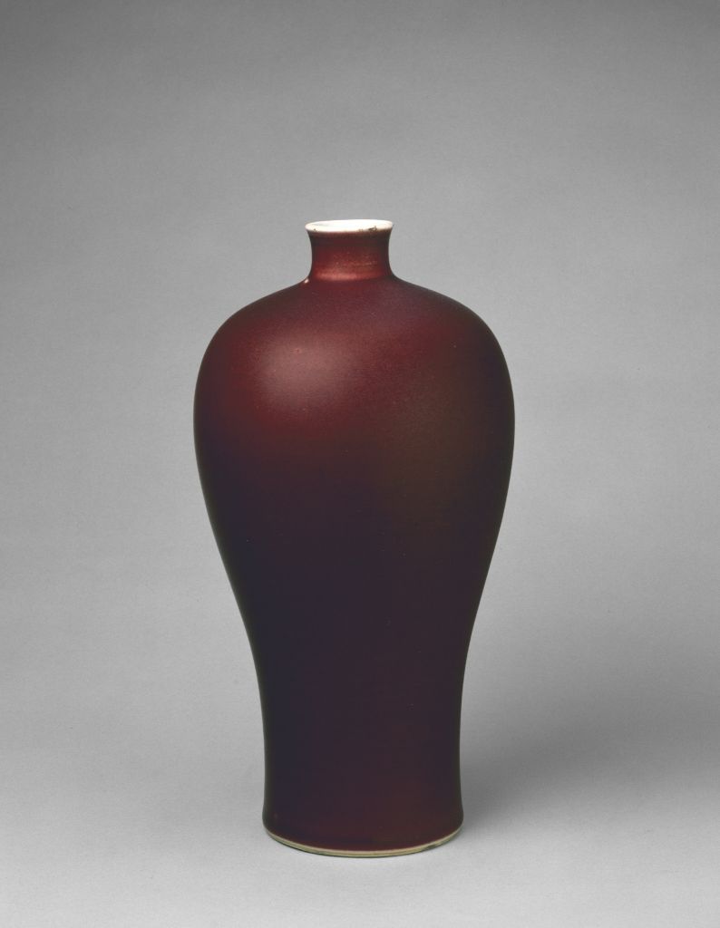 图片[1]-Laetite red glaze plum vase-China Archive